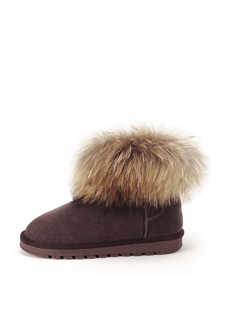 Ghete din piele naturala maro cu blanita Carina 19 9161