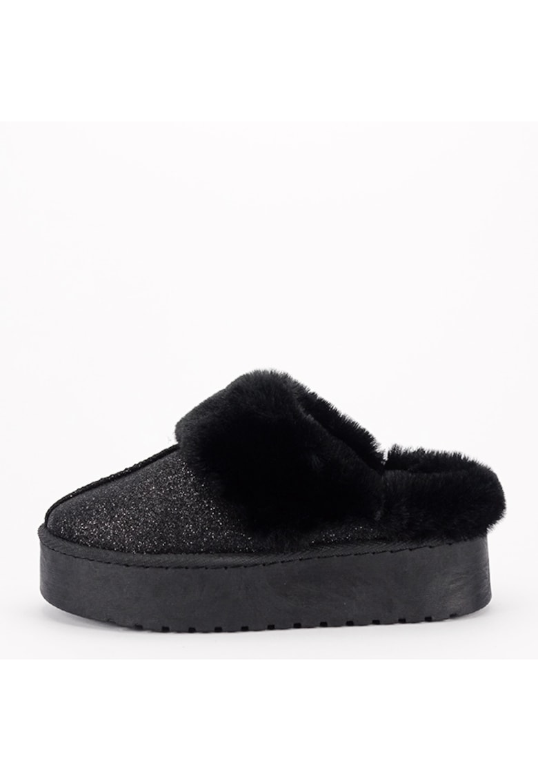 Papuci imblaniti negri cu sclipici HY88-59 114 16007