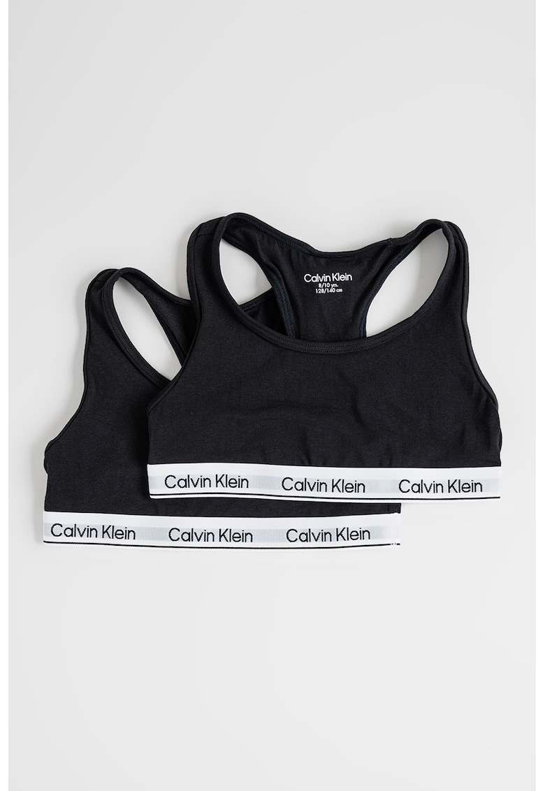 Set de bustiere cu banda logo si spate decupat - 2 piese