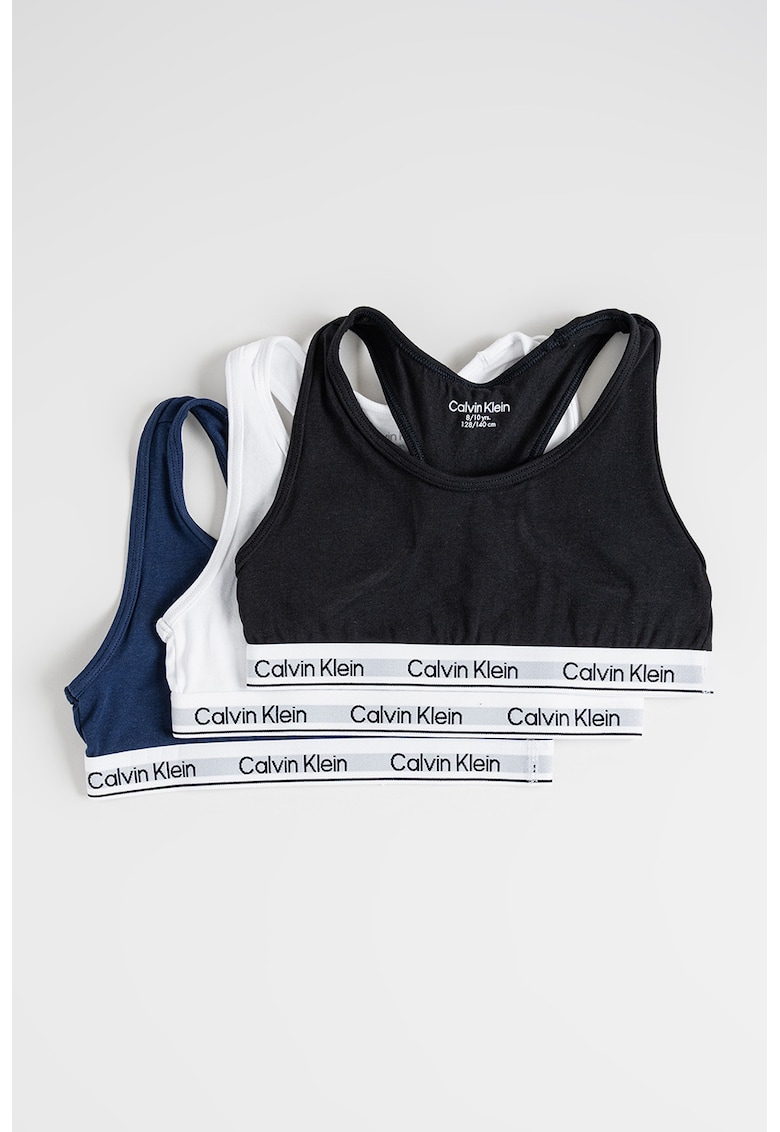 Set de bustiere cu banda logo si spate decupat - 3 piese