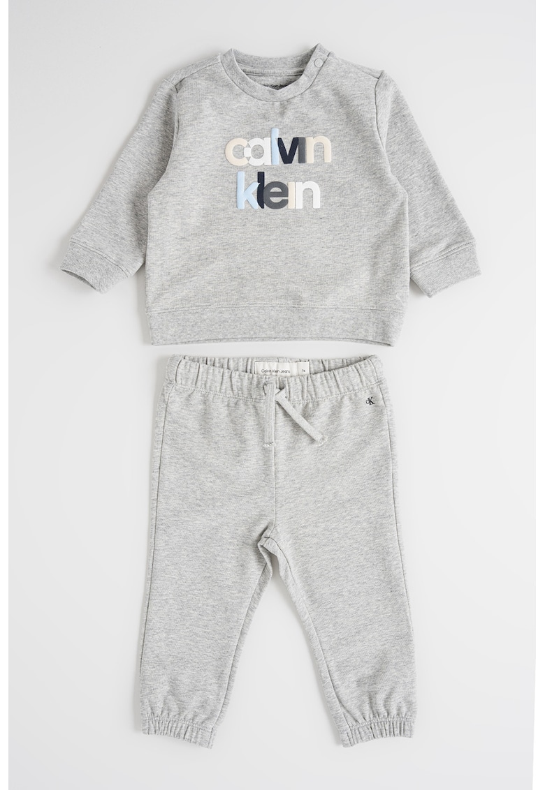 Set de bluza de trening cu logo si pantaloni de trening din amestec de bumbac organic - 2 piese