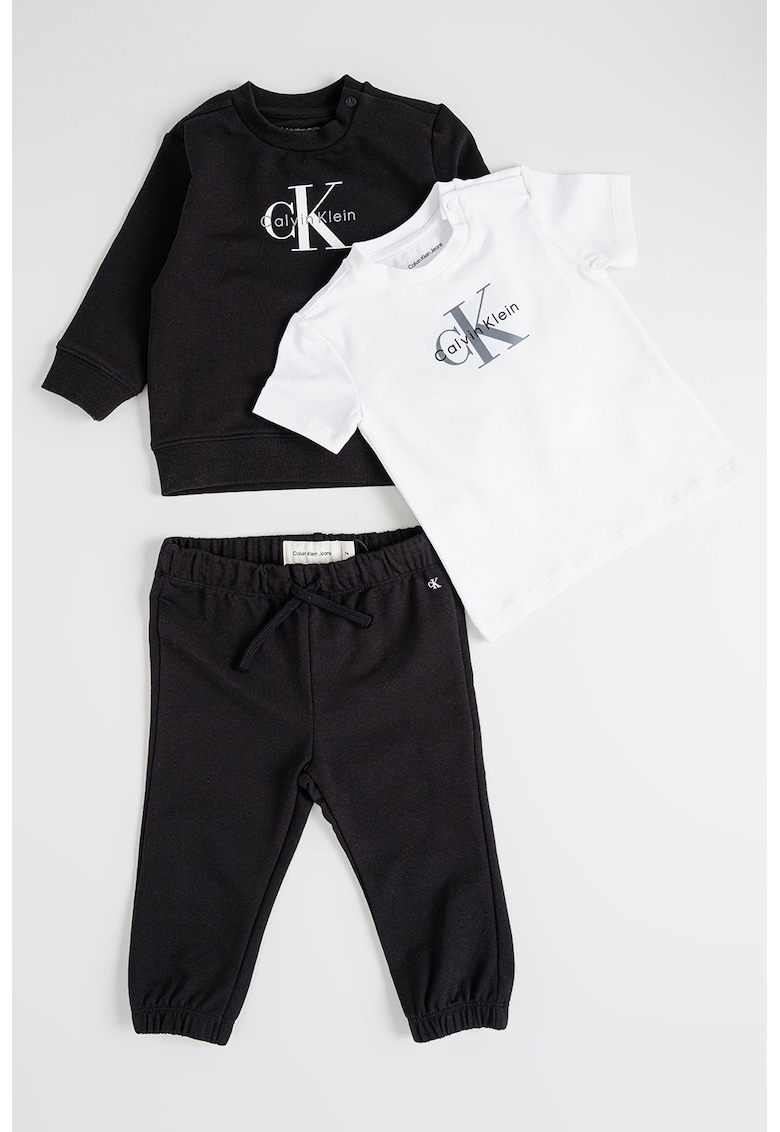 Set de bluza de trening - tricou si pantaloni de trening din amestec de bumbac organic - 3 piese