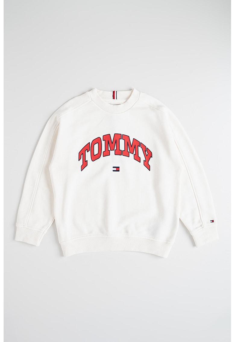 Bluza de trening cu logo si decolteu la baza gatului