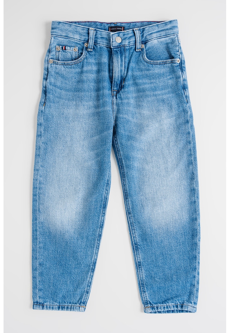 Blugi cu talie medie si aspect decolorat - Albastru lavanda