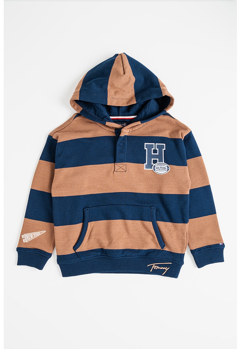 Hanorac cu model in dungi si buzunar kangaroo Hanorac cu model in dungi si buzunar kangaroo