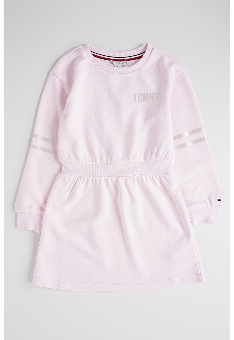 Rochie cu maneci lungi - talie elastica si imprimeu logo