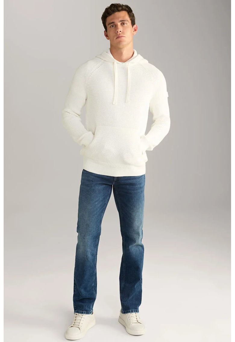 Blugi cu aspect decolorat si buzunare frontale - Albastru