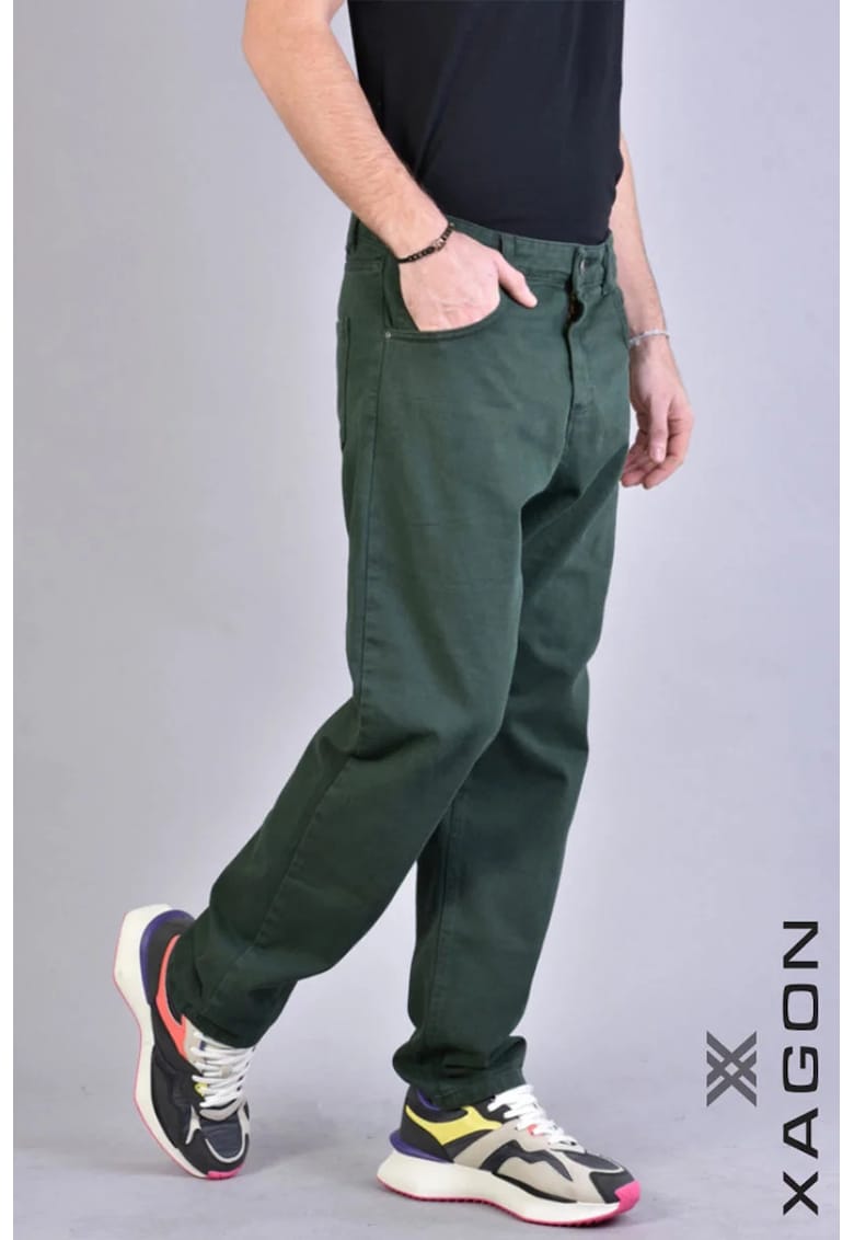 Blugi bărbătești cu croi lejer și talie medie