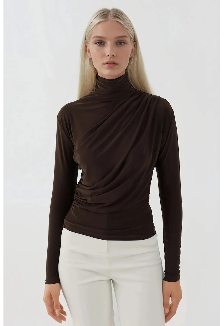 Bluza dama - tricot - maneca lunga - maro