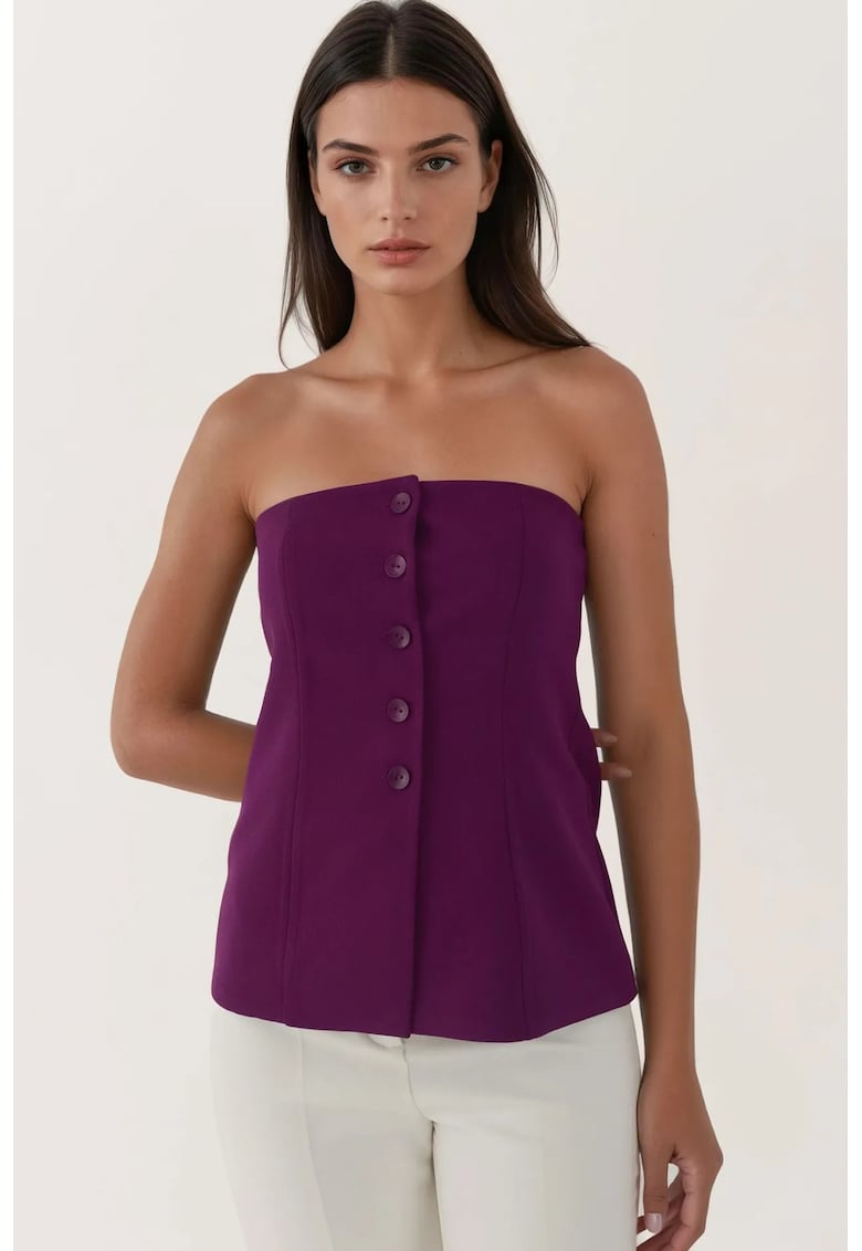 Top fara bretele dama textil - cu nasturi - mov