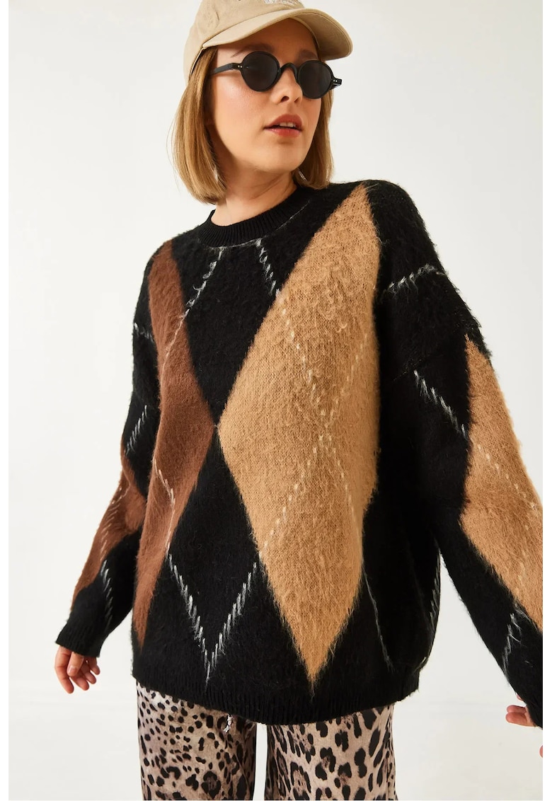 Pulover dama -  supradimensionat - detalii nervurate - tricot -