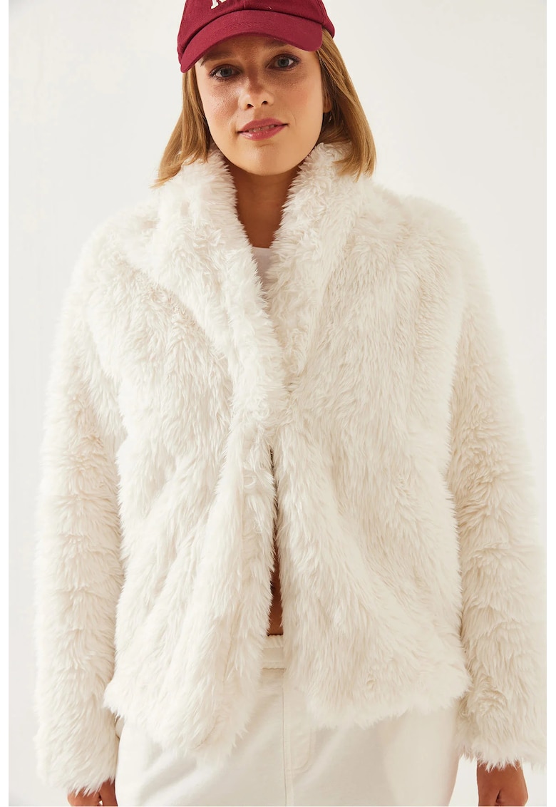 Geaca dama - Blana artificiala - Alb