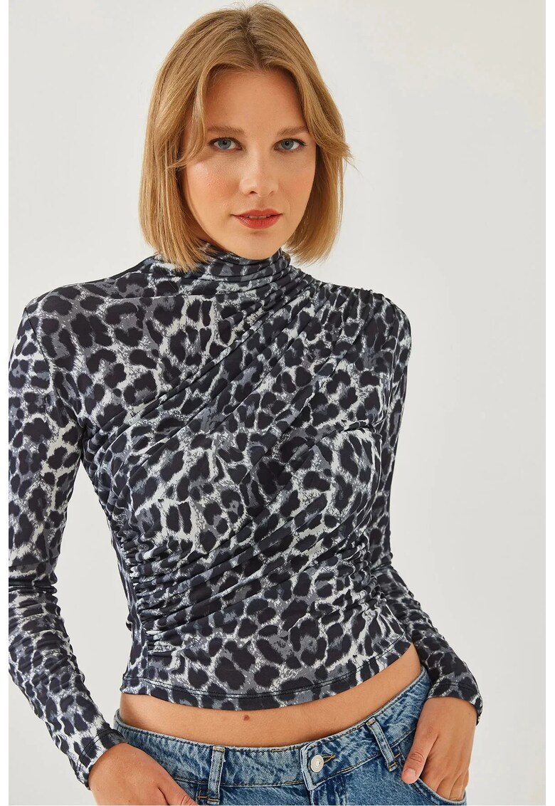 Bluza dama HiCCUP - guler inalt - poliester/lycra - multicolor