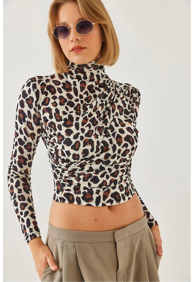 Bluza dama - HiCCUP - guler inalt - poliester/lycra - multicolor