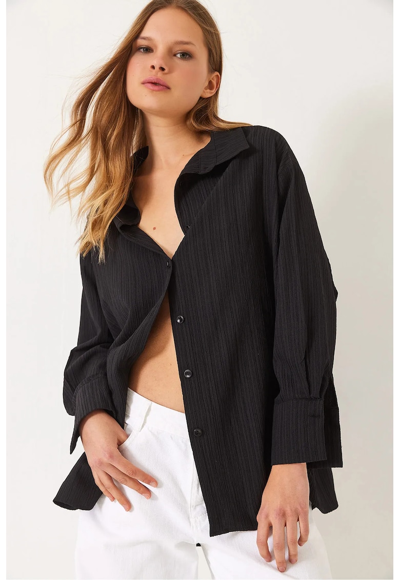 Camasa supradimensionata cu neagra - bumbac si poliester