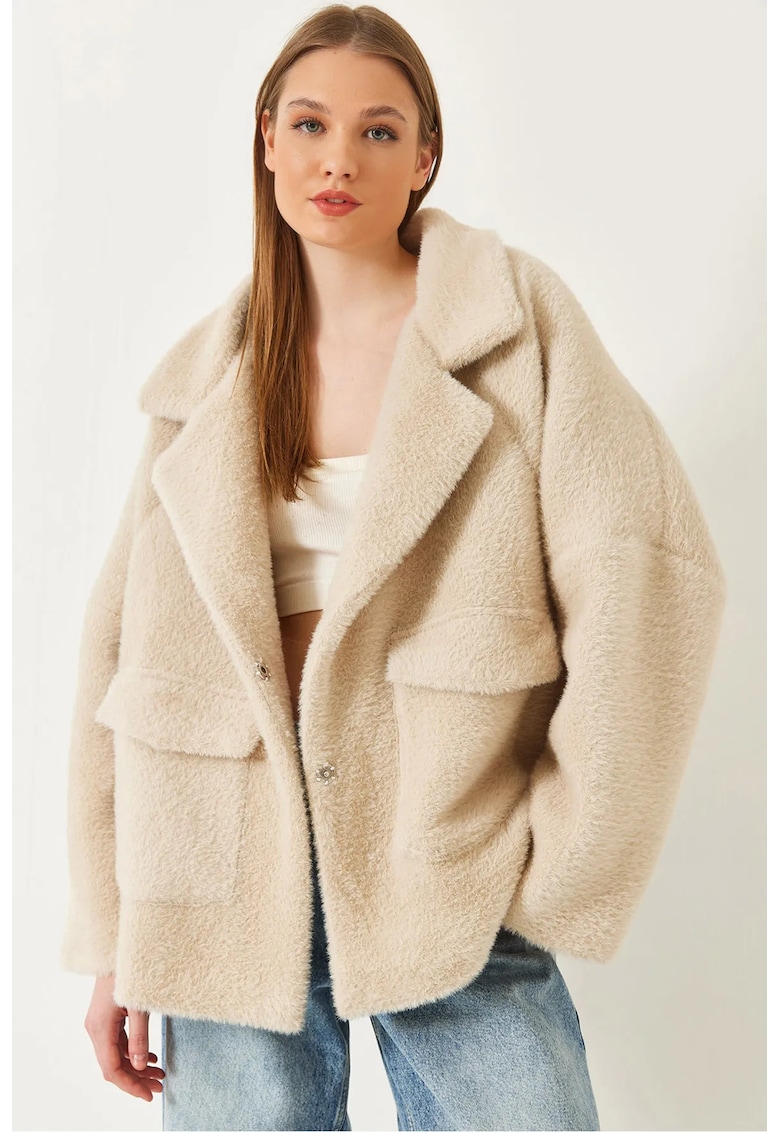 Palton dama -  Poliester/Bumbac - Bej -