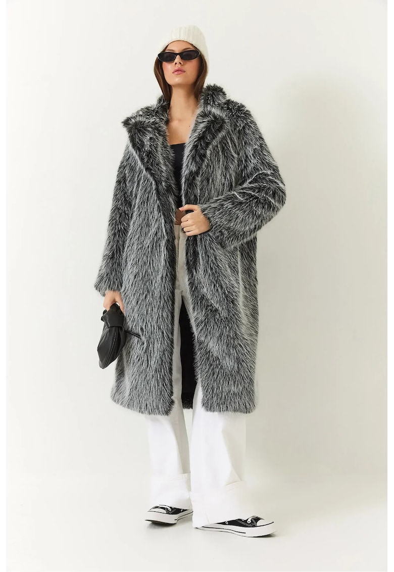 Palton lung -  Fleece - Gri