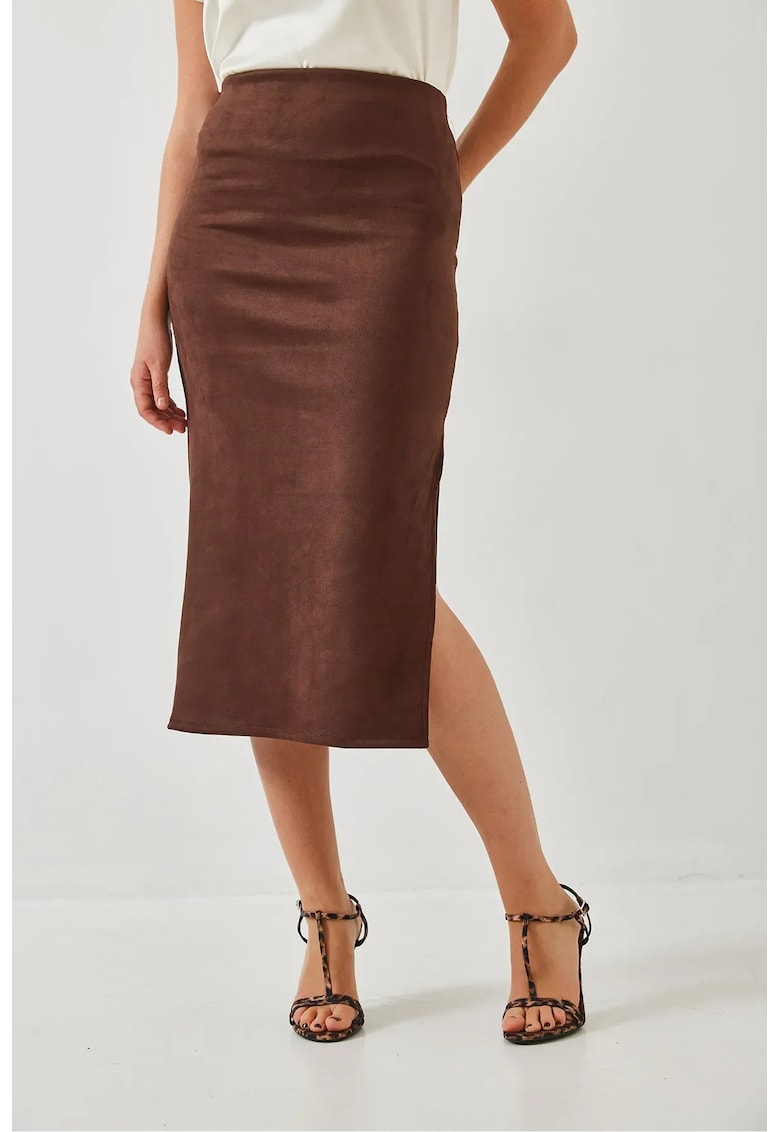 Fusta maxi maro - poliester - cu crapatura