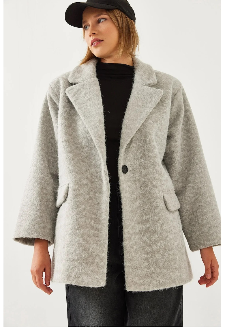 Palton dama -  Supradimensionat - Gri - Fleece