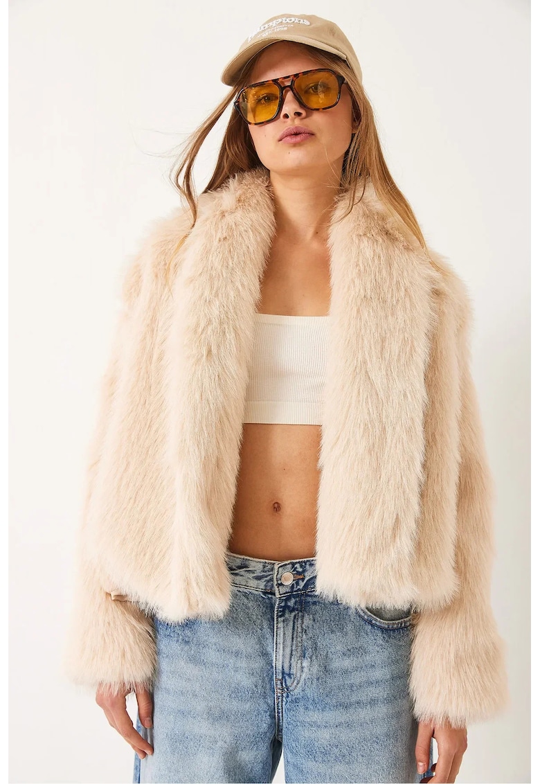 Palton dama - Maro - Blana artificiala