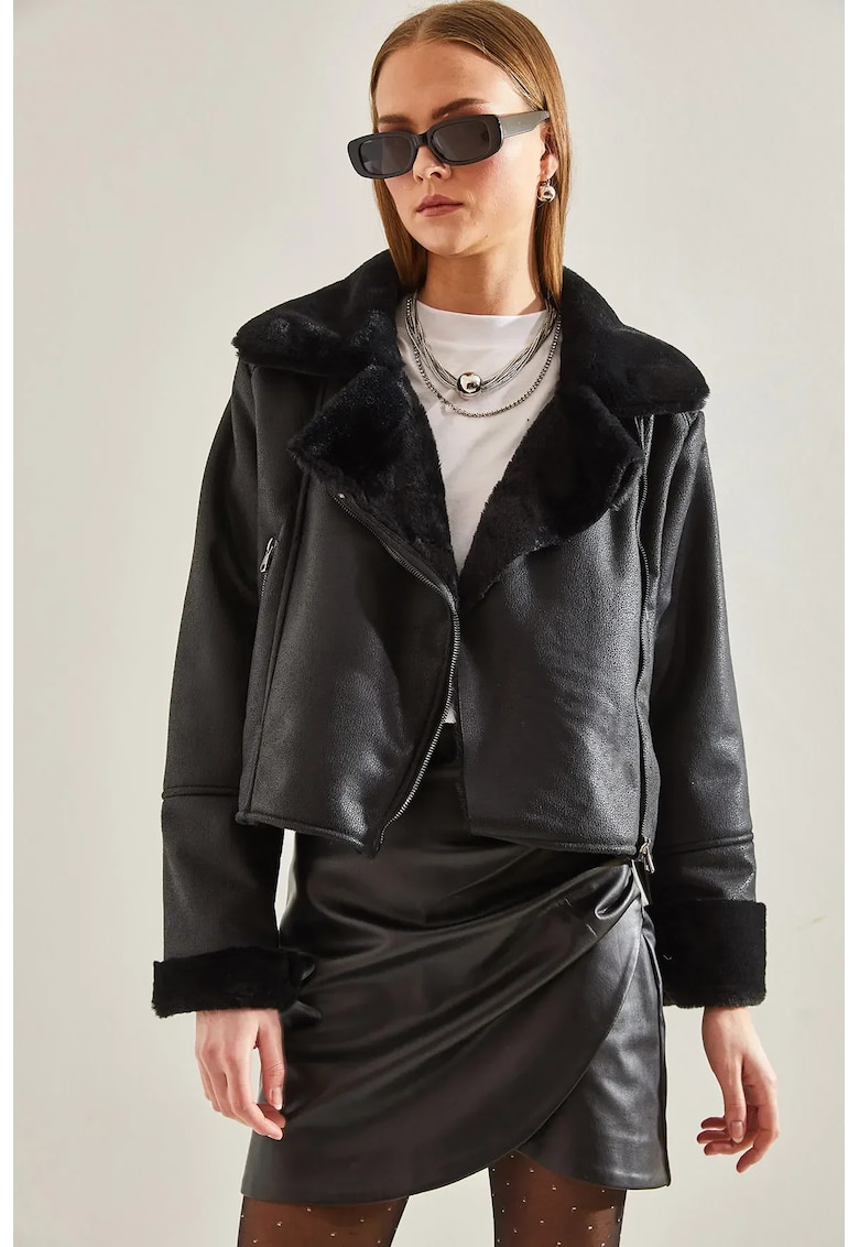 Geaca dama - Piele ecologica - Negru