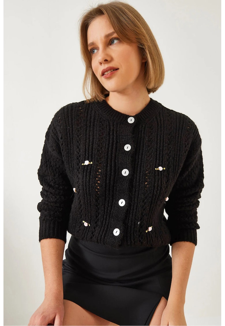 Cardigan Femei texturat - negru - tricot -
