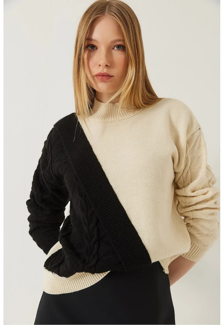 Pulover dama -  guler inalt - nervuri - tricot -