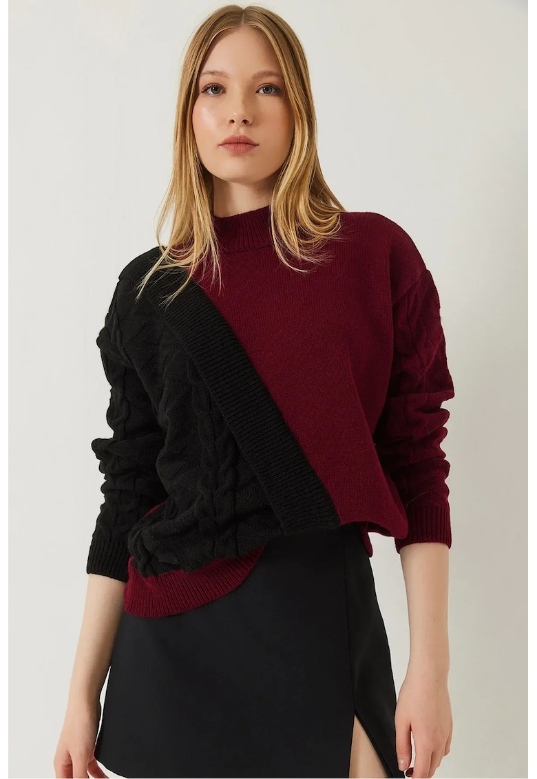 Pulover dama -  guler inalt - nervuri - tricot -