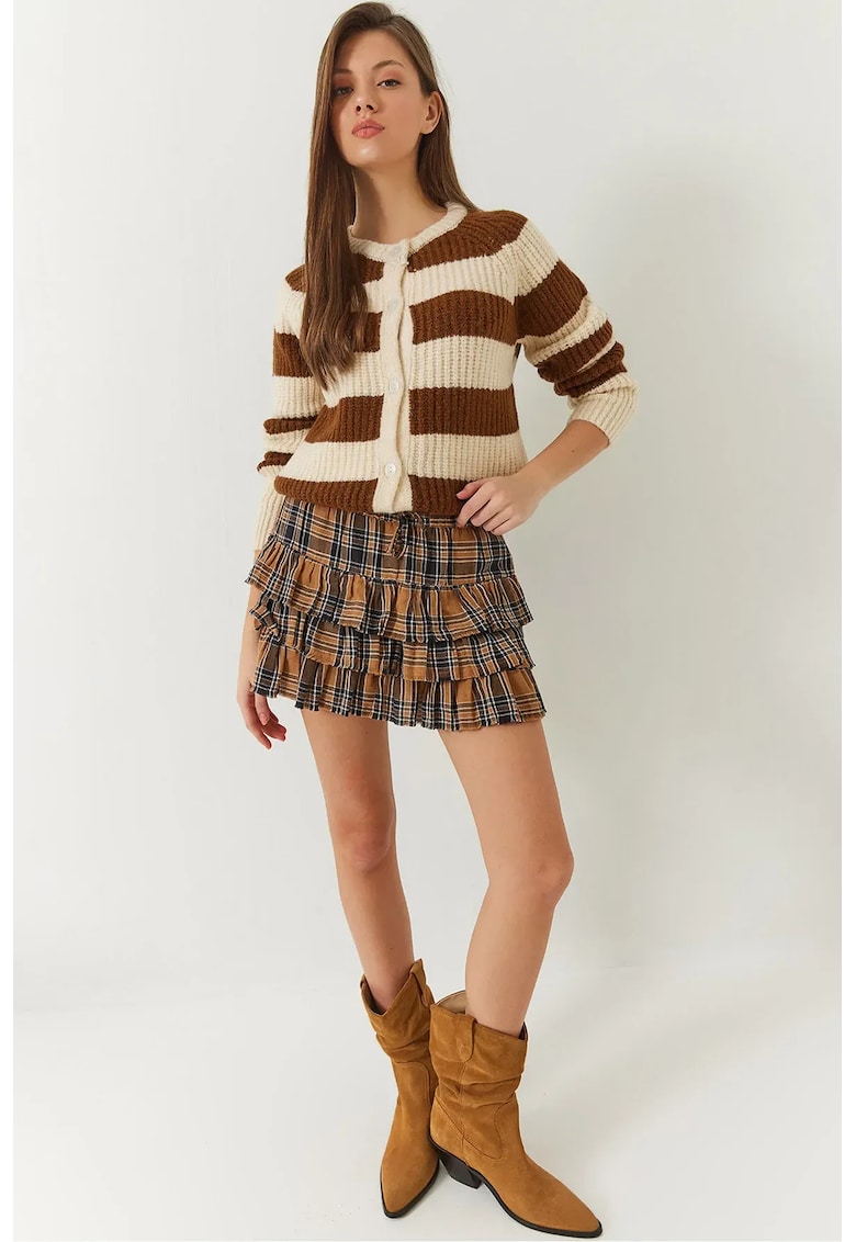 Pulover dama -  cardigan tricotat cu dungi - inchidere cu nasturi - tricot -