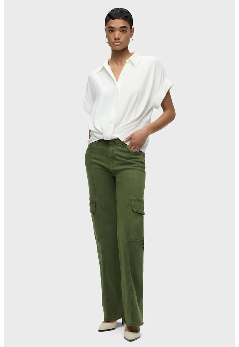 Blugi cargo cu talie înaltă