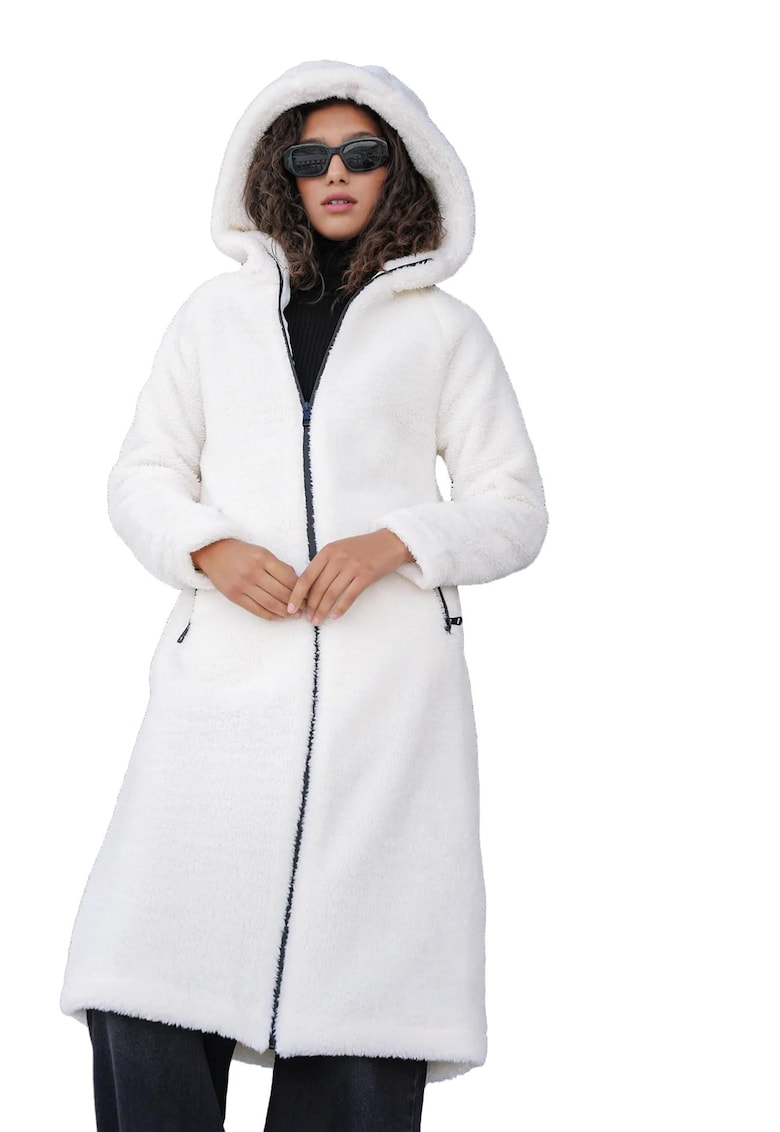 Geaca lunga dama - Poliester - Crem