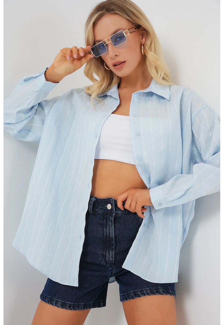 dama - HiCCUP - camasa supradimensionata - albastru azur