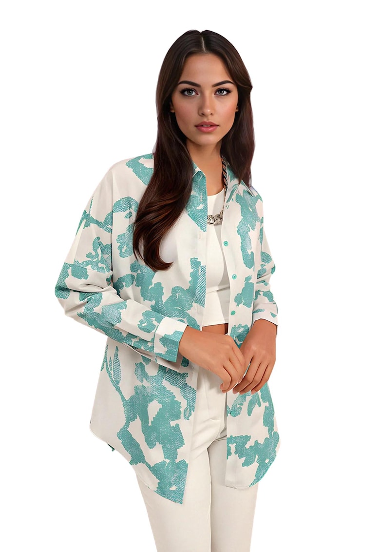 Camasa supradimensionata - HiCCUP - maneca lunga - nasturi - verde menta - bumbac/poliester