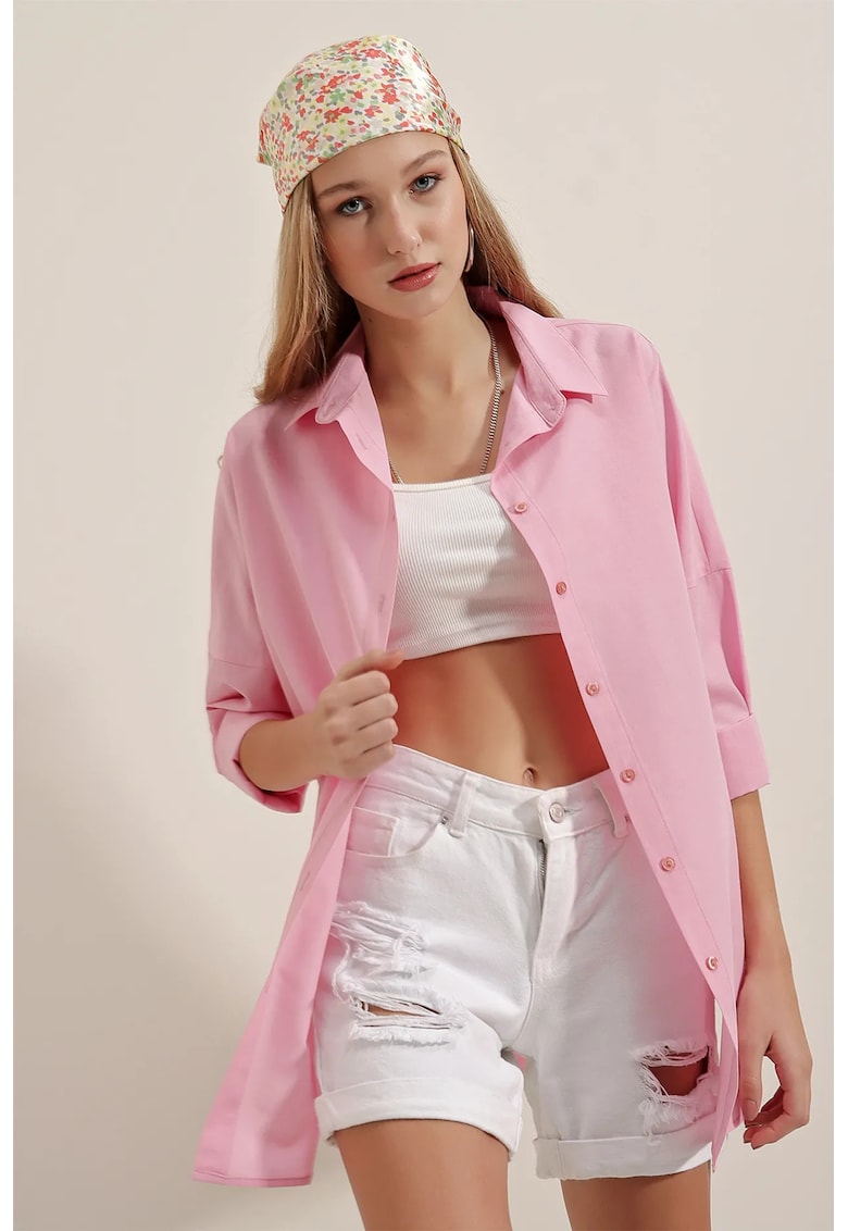 Camasi dama - HiCCUP - camasa supradimensionata - bumbac - roz orhidee