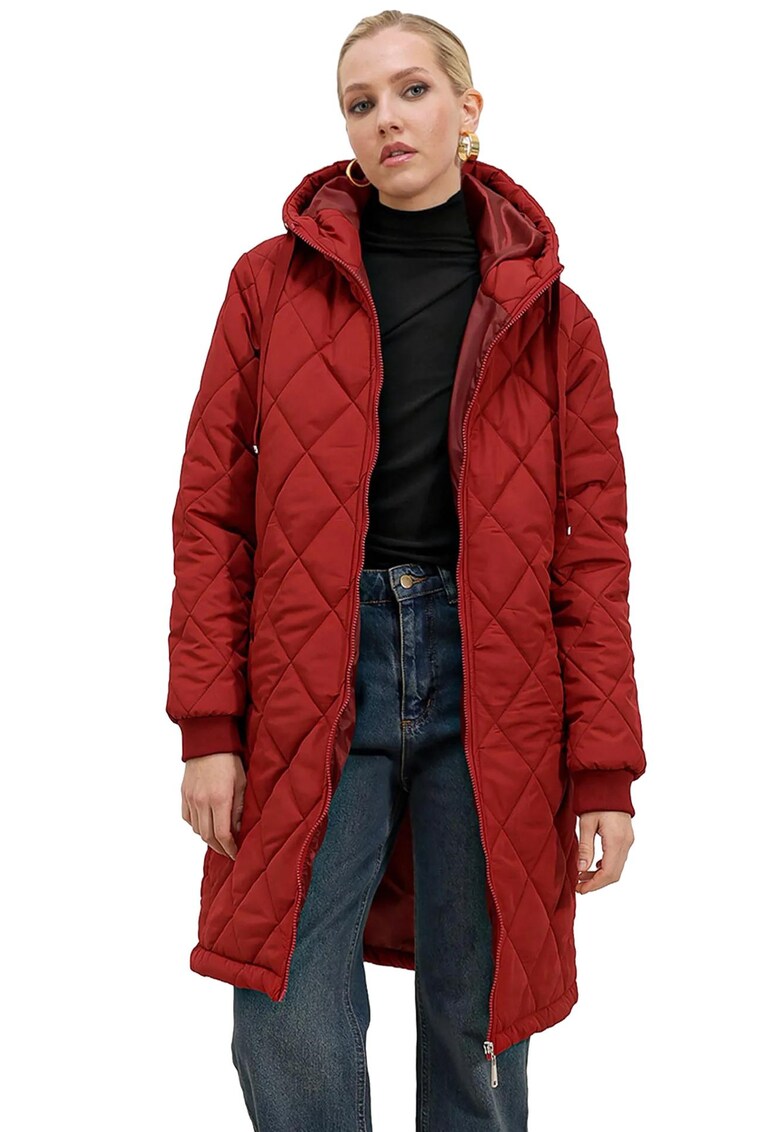 Geaca lunga dama - Poliester - Visiniu