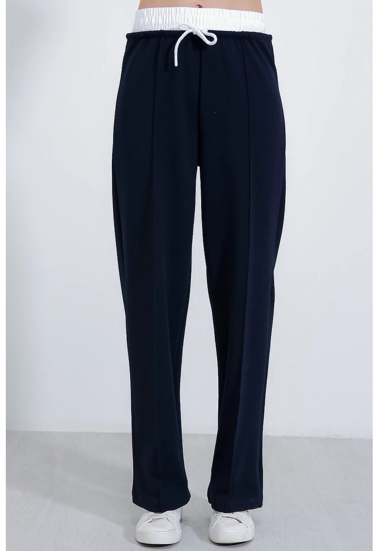 Pantaloni - HiCCUP - texturati - picior lat - bleumarin - poliester-lycra