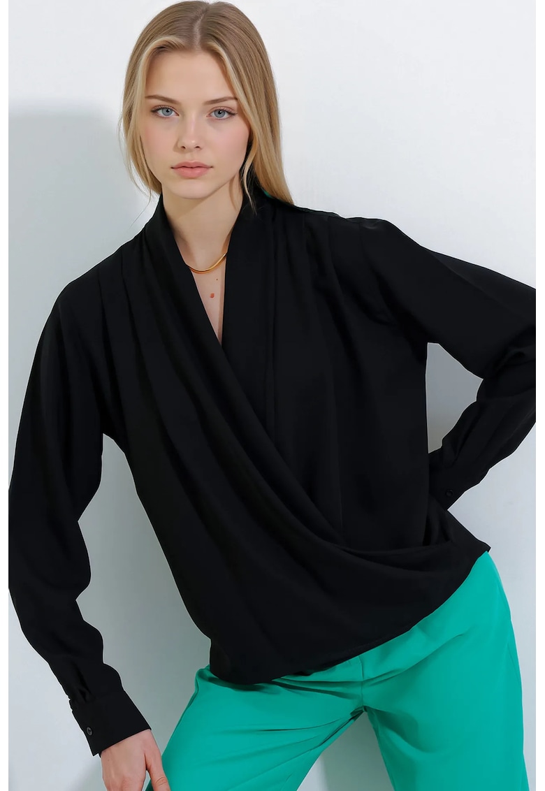 Bluza dama - BigDart - croiala lejera - Negru - Negru