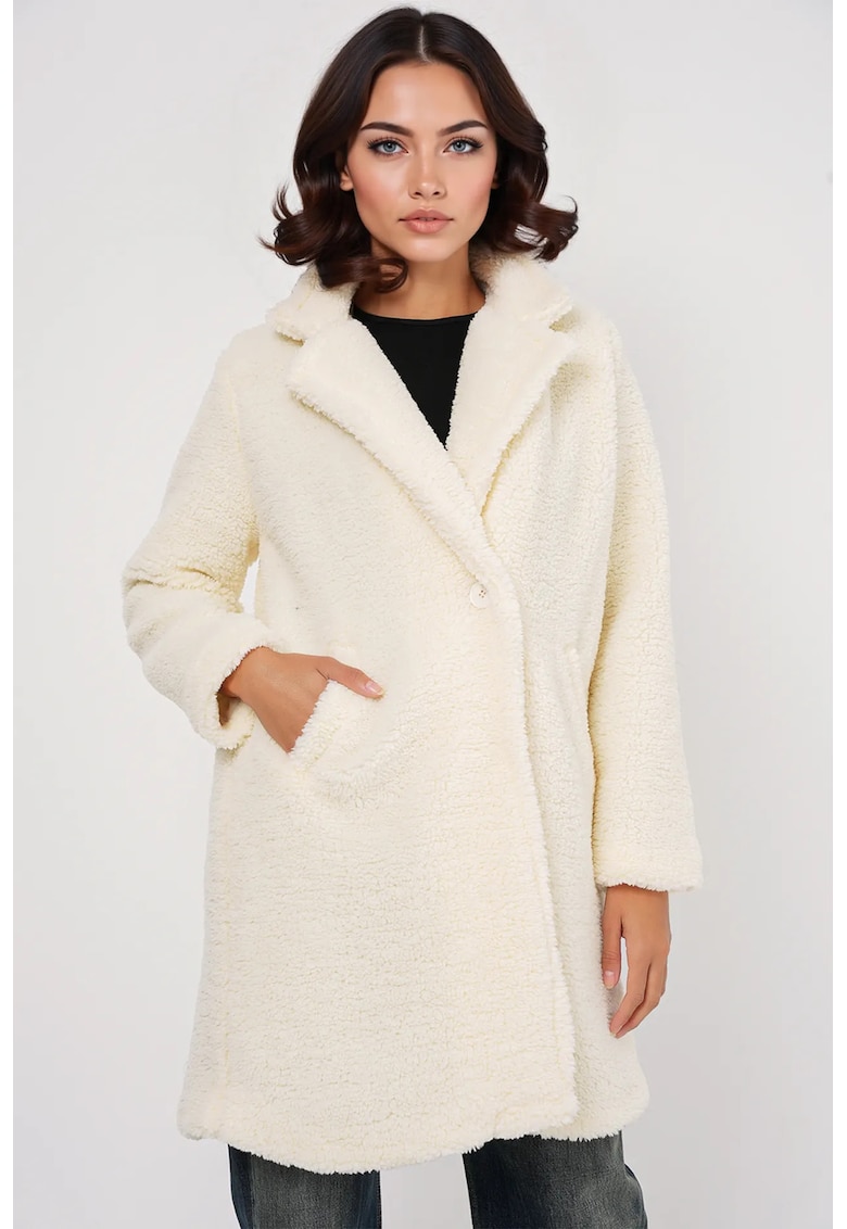 Palton dama -  Supradimensionat - Ecru - Poliester
