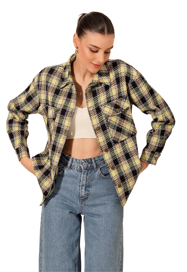 Camasa dama HiCCUP - in carouri - cu nasturi si buzunar