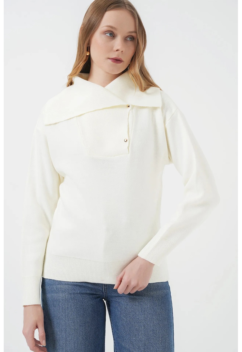 Pulover dama acrilic - guler sal - tricot - Fildes Natural -