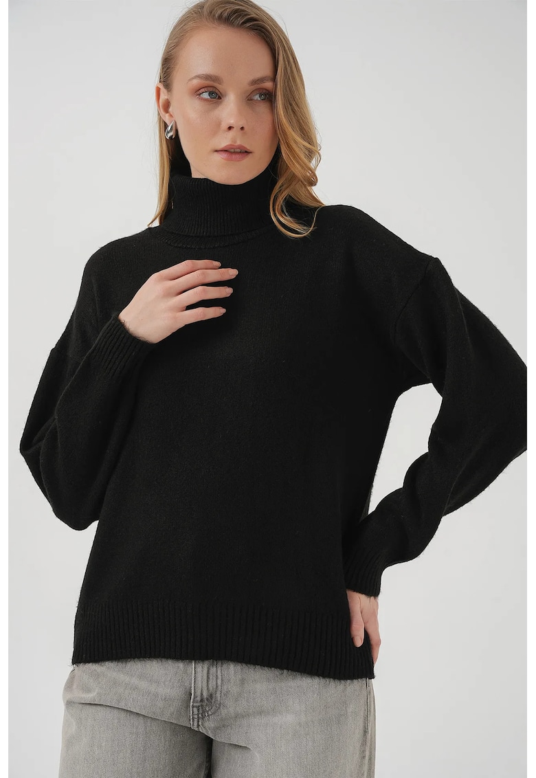 Pulover dama -  supradimensionat - negru - tricot -