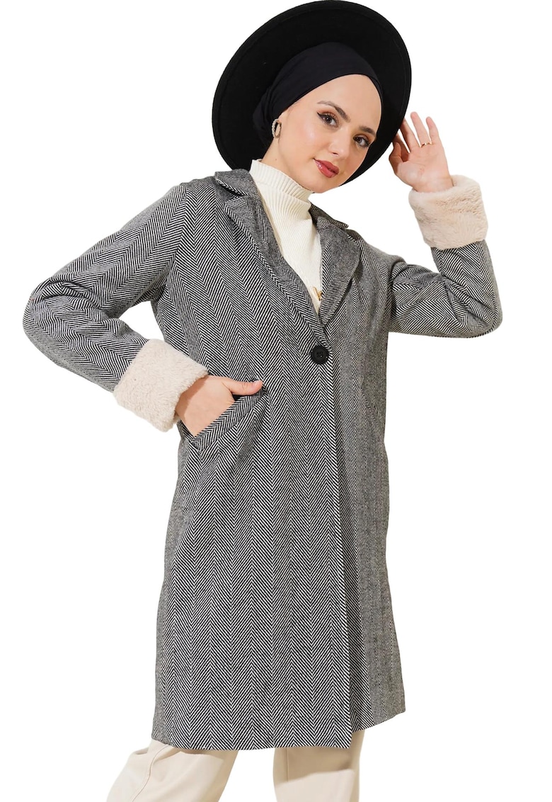 Palton dama -  Negru - Lana/Acril -