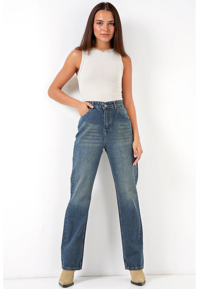 Blugi dama HiCCUP - croiala dreapta - bleumarin - amestec de in