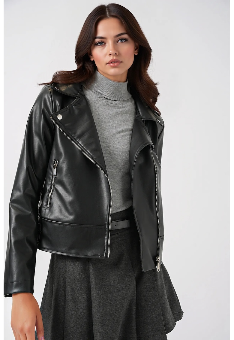 Geaca dama - din piele ecologica - Negru -