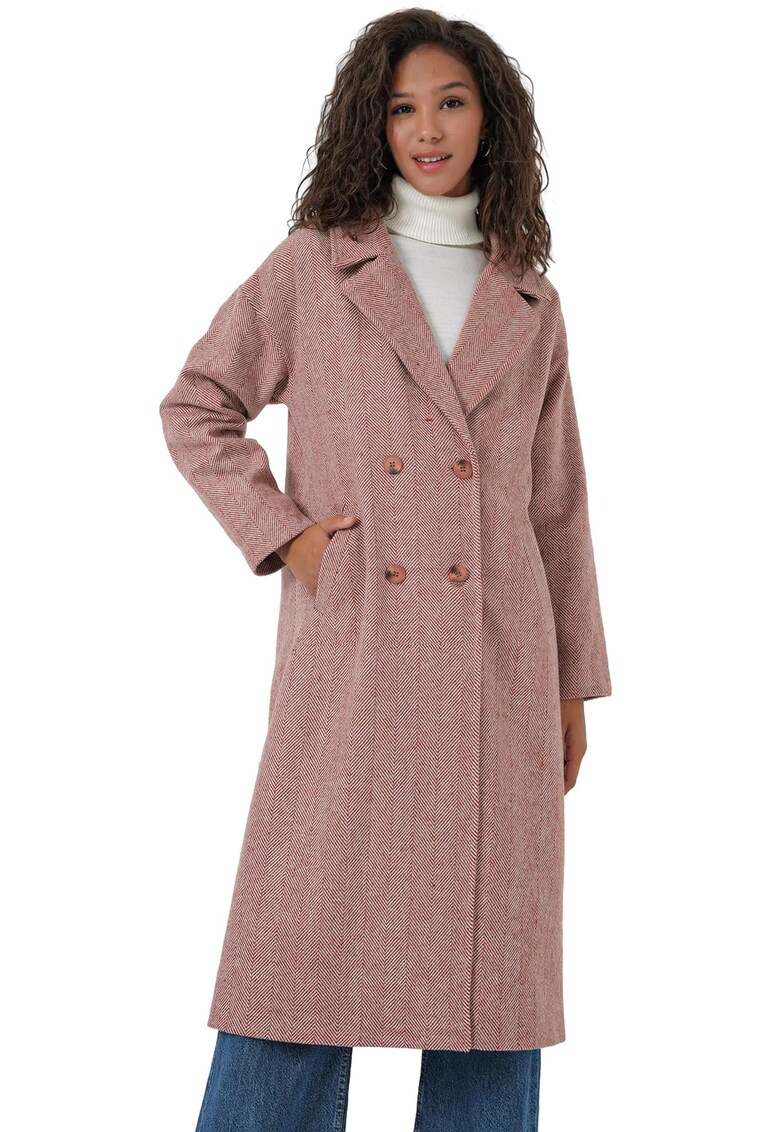 Palton dama - Supradimensionat - Roz - Lana/Acril