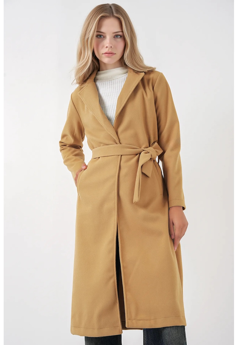 Palton dama -  Poliester/Bumbac - Galben mustar