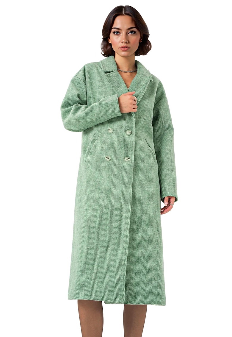 Palton pentru dama -  Lana/Acril - Verde menta
