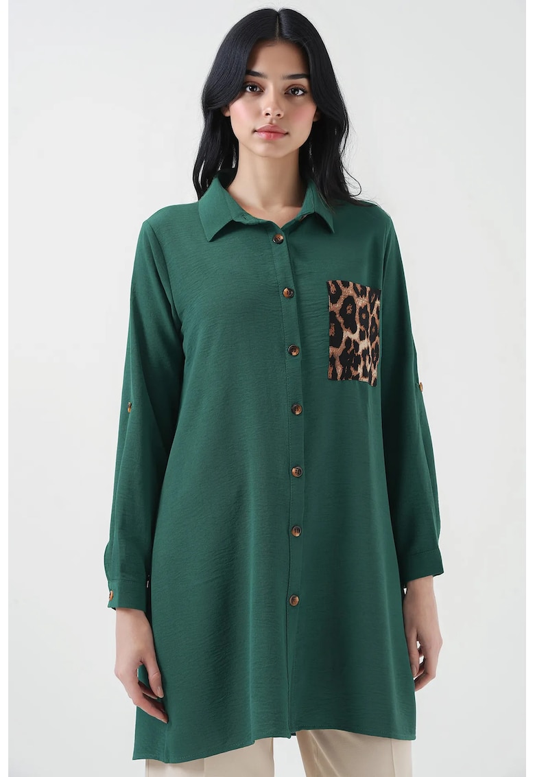 HiCCUP - camasa imprimeu leopard - verde padure