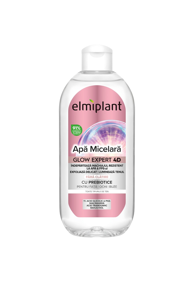 Apa micelara iluminatoare - GLOW EXPERT 4D - pentru fata - ochi si buze - cu Prebiotice - 400 ml