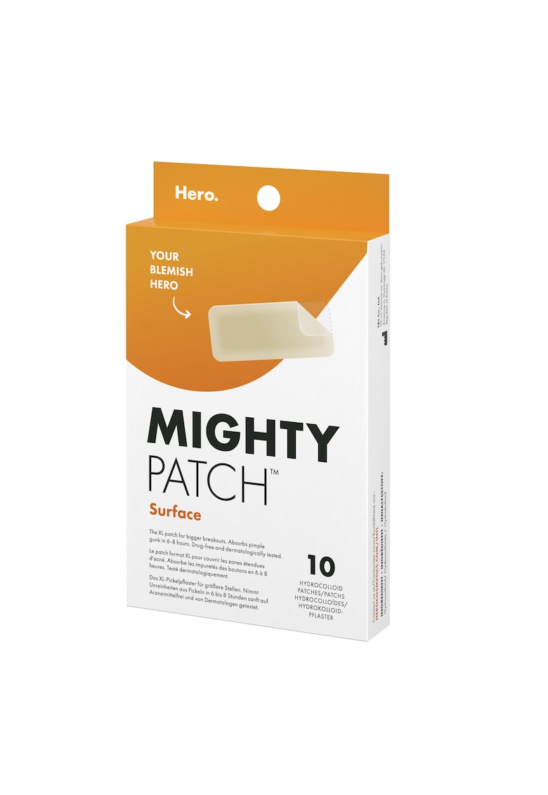 Plasturi hidrocoloidali cu acoperire extinsa  Mighty Patch Surface - pentru cosurile de pe fata si corp - 10 bucati